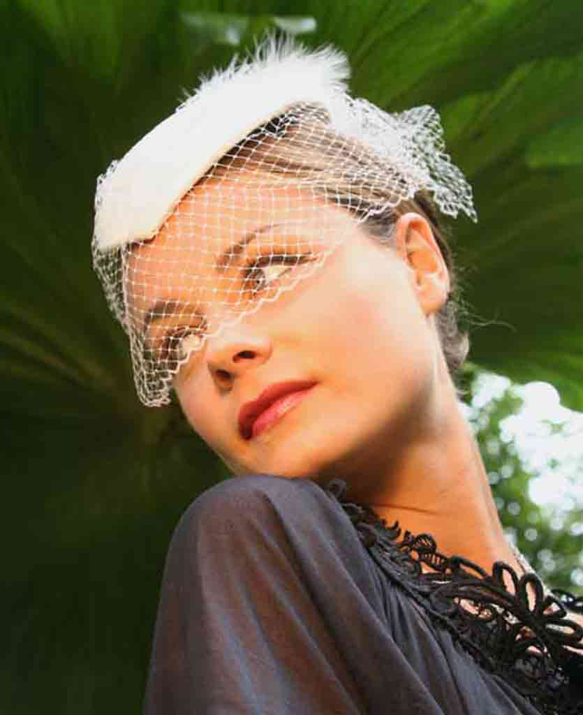 Formal fascinator on a lady  